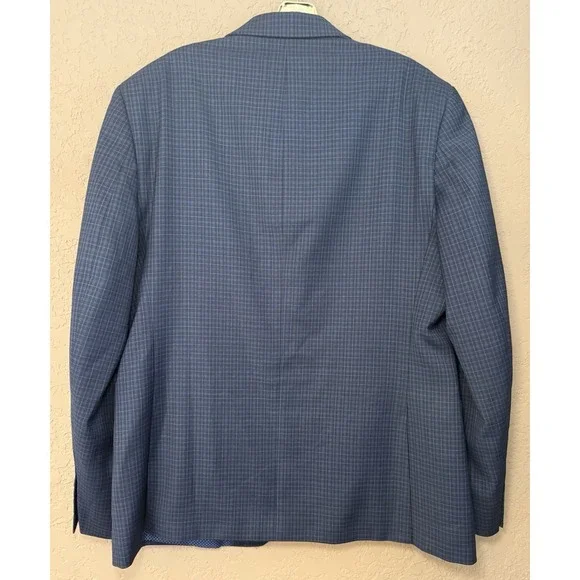 Original Penguin Blazer Men 44 R Blue Plaid Wool Blend Two Button Jacket Classic